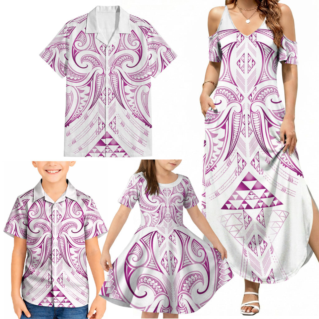 Maori Rugby Custom Ngaru Mangopare Family Matching Summer Maxi Dress and Hawaiian Shirt Mawhero Niho Taniwha Motif