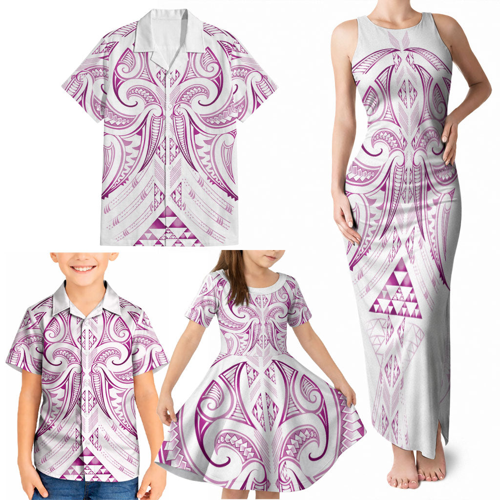 Maori Rugby Custom Ngaru Mangopare Family Matching Tank Maxi Dress and Hawaiian Shirt Mawhero Niho Taniwha Motif