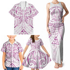 Maori Rugby Custom Ngaru Mangopare Family Matching Tank Maxi Dress and Hawaiian Shirt Mawhero Niho Taniwha Motif