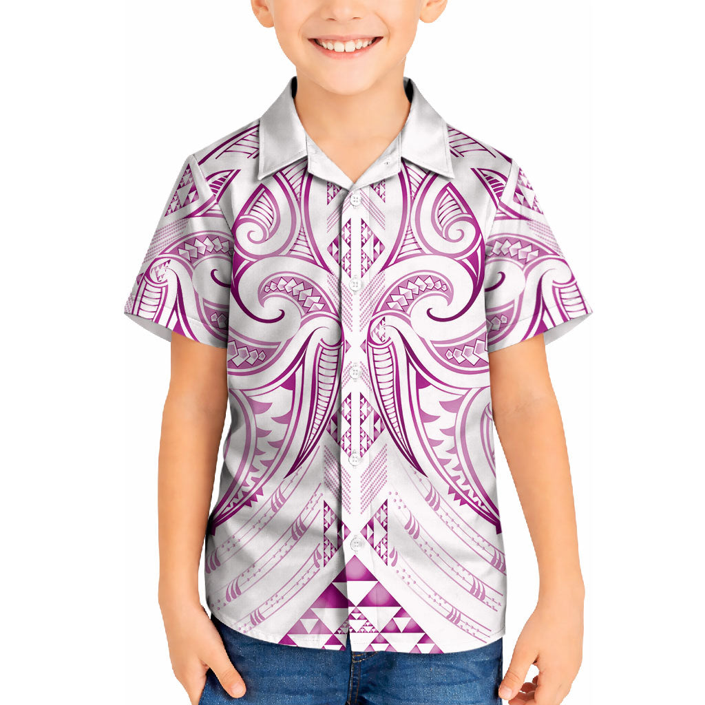 Maori Rugby Custom Ngaru Mangopare Kid Hawaiian Shirt Mawhero Niho Taniwha Motif