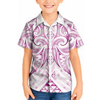 Maori Rugby Custom Ngaru Mangopare Kid Hawaiian Shirt Mawhero Niho Taniwha Motif