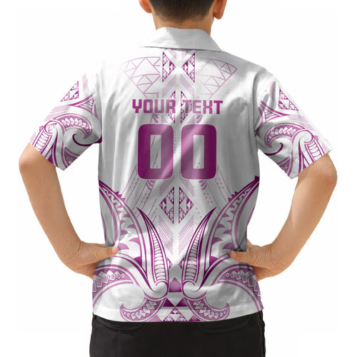 Maori Rugby Custom Ngaru Mangopare Kid Hawaiian Shirt Mawhero Niho Taniwha Motif