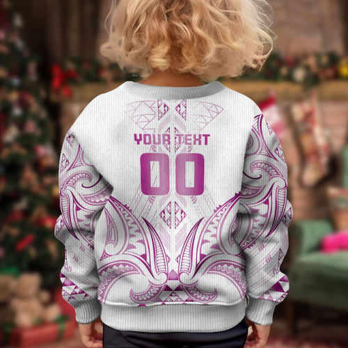 Maori Rugby Custom Ngaru Mangopare Kid Ugly Christmas Sweater Mawhero Niho Taniwha Motif
