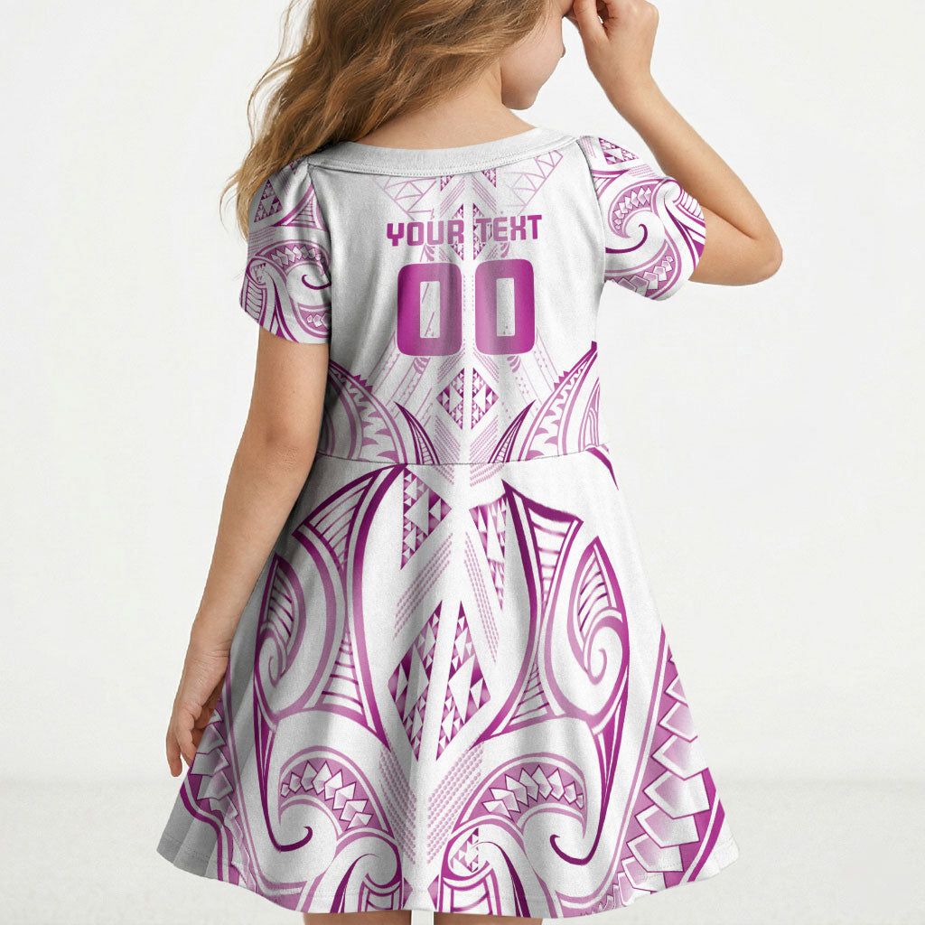 Maori Rugby Custom Ngaru Mangopare Kid Short Sleeve Dress Mawhero Niho Taniwha Motif