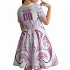 Maori Rugby Custom Ngaru Mangopare Kid Short Sleeve Dress Mawhero Niho Taniwha Motif