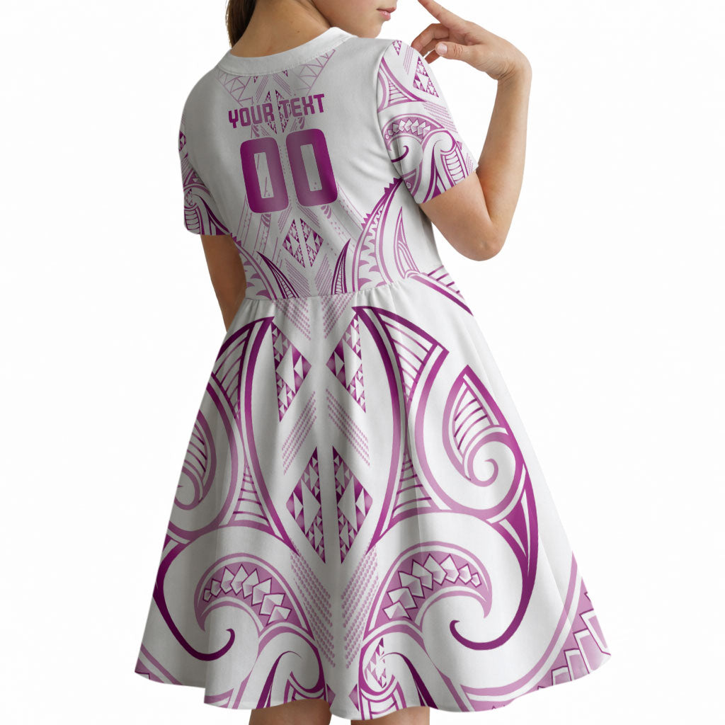 Maori Rugby Custom Ngaru Mangopare Kid Short Sleeve Dress Mawhero Niho Taniwha Motif