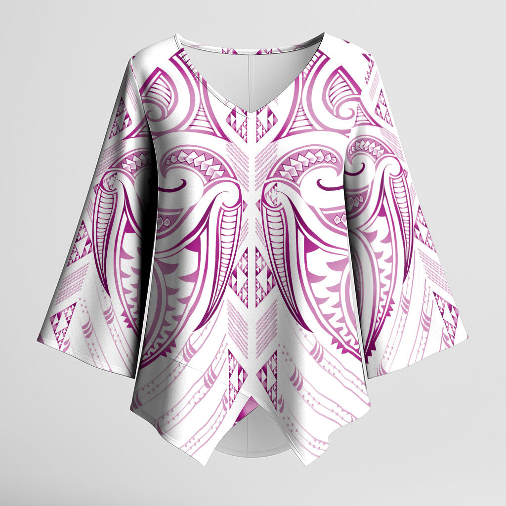 Maori Rugby Custom Ngaru Mangopare Kimono Sleeve Blouse Mawhero Niho Taniwha Motif