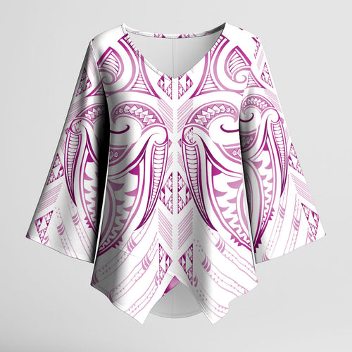 Maori Rugby Custom Ngaru Mangopare Kimono Sleeve Blouse Mawhero Niho Taniwha Motif