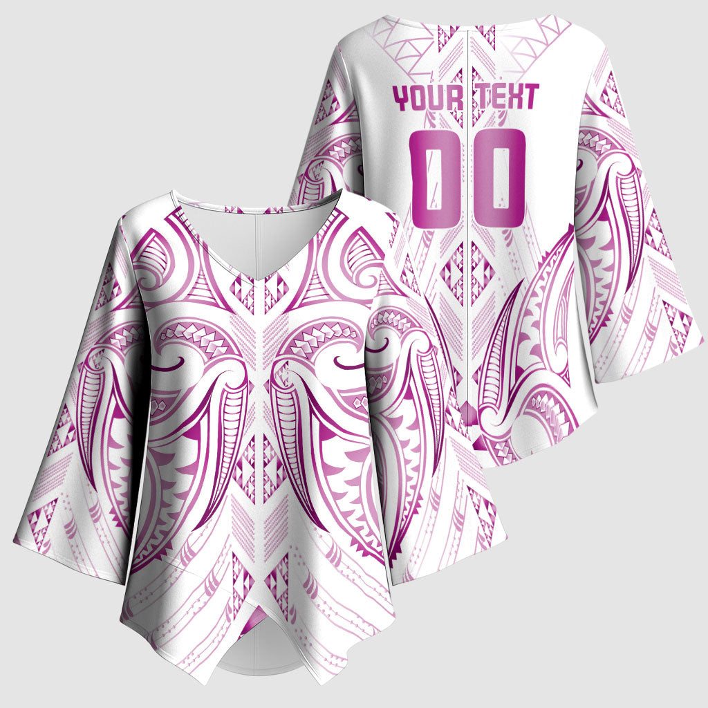 Maori Rugby Custom Ngaru Mangopare Kimono Sleeve Blouse Mawhero Niho Taniwha Motif