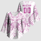 Maori Rugby Custom Ngaru Mangopare Kimono Sleeve Blouse Mawhero Niho Taniwha Motif