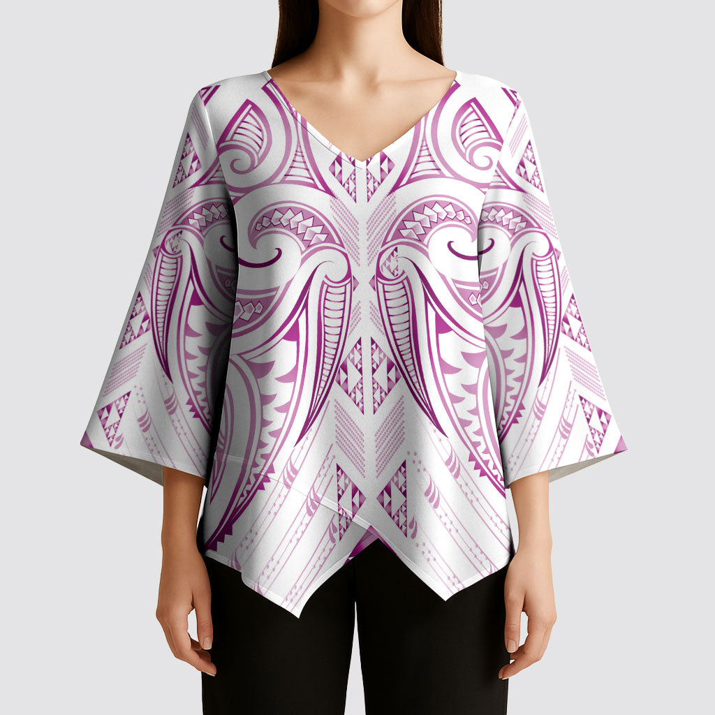 Maori Rugby Custom Ngaru Mangopare Kimono Sleeve Blouse Mawhero Niho Taniwha Motif