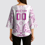 Maori Rugby Custom Ngaru Mangopare Kimono Sleeve Blouse Mawhero Niho Taniwha Motif