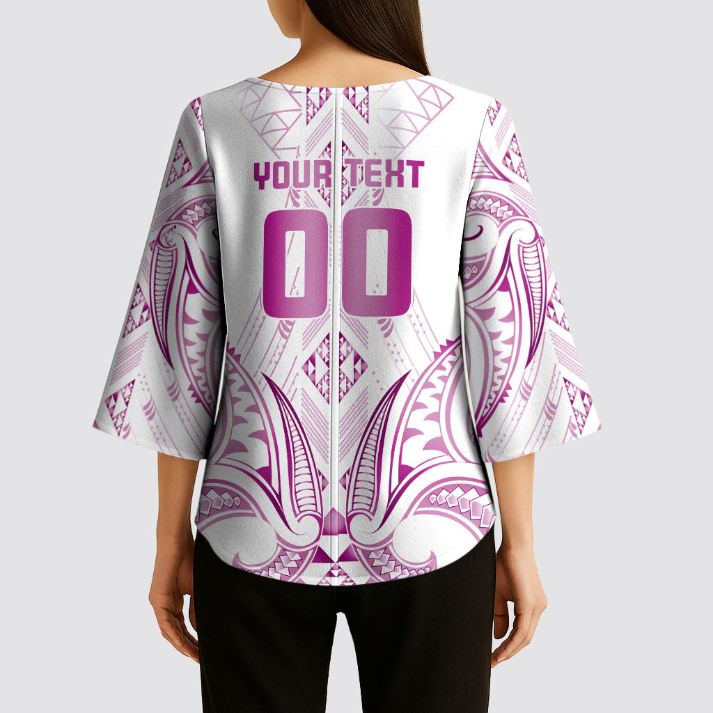 Maori Rugby Custom Ngaru Mangopare Kimono Sleeve Blouse Mawhero Niho Taniwha Motif