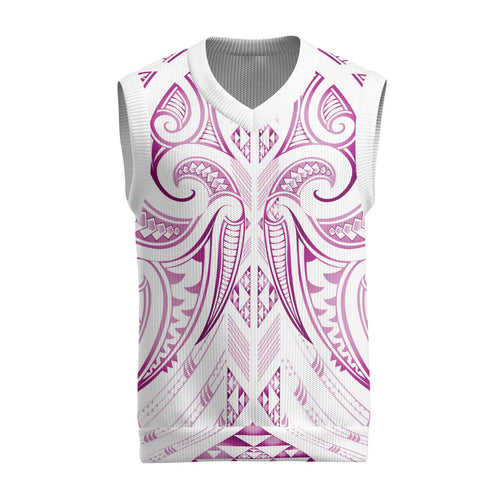 Maori Rugby Custom Ngaru Mangopare Christmas Knitted V-Neck Vest Mawhero Niho Taniwha Motif