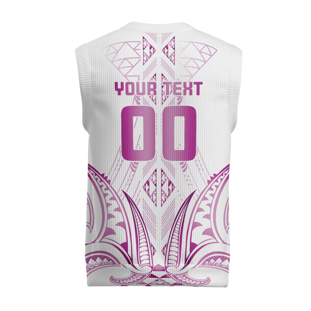 Maori Rugby Custom Ngaru Mangopare Christmas Knitted V-Neck Vest Mawhero Niho Taniwha Motif