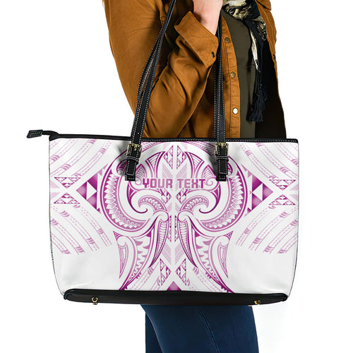 Maori Rugby Custom Ngaru Mangopare Leather Tote Bag Mawhero Niho Taniwha Motif