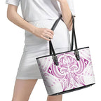 Maori Rugby Custom Ngaru Mangopare Leather Tote Bag Mawhero Niho Taniwha Motif