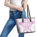 Maori Rugby Custom Ngaru Mangopare Leather Tote Bag Mawhero Niho Taniwha Motif