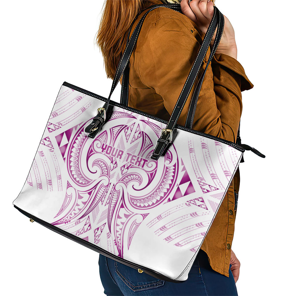 Maori Rugby Custom Ngaru Mangopare Leather Tote Bag Mawhero Niho Taniwha Motif