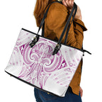 Maori Rugby Custom Ngaru Mangopare Leather Tote Bag Mawhero Niho Taniwha Motif