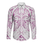 Maori Rugby Custom Ngaru Mangopare Long Sleeve Button Shirt Mawhero Niho Taniwha Motif