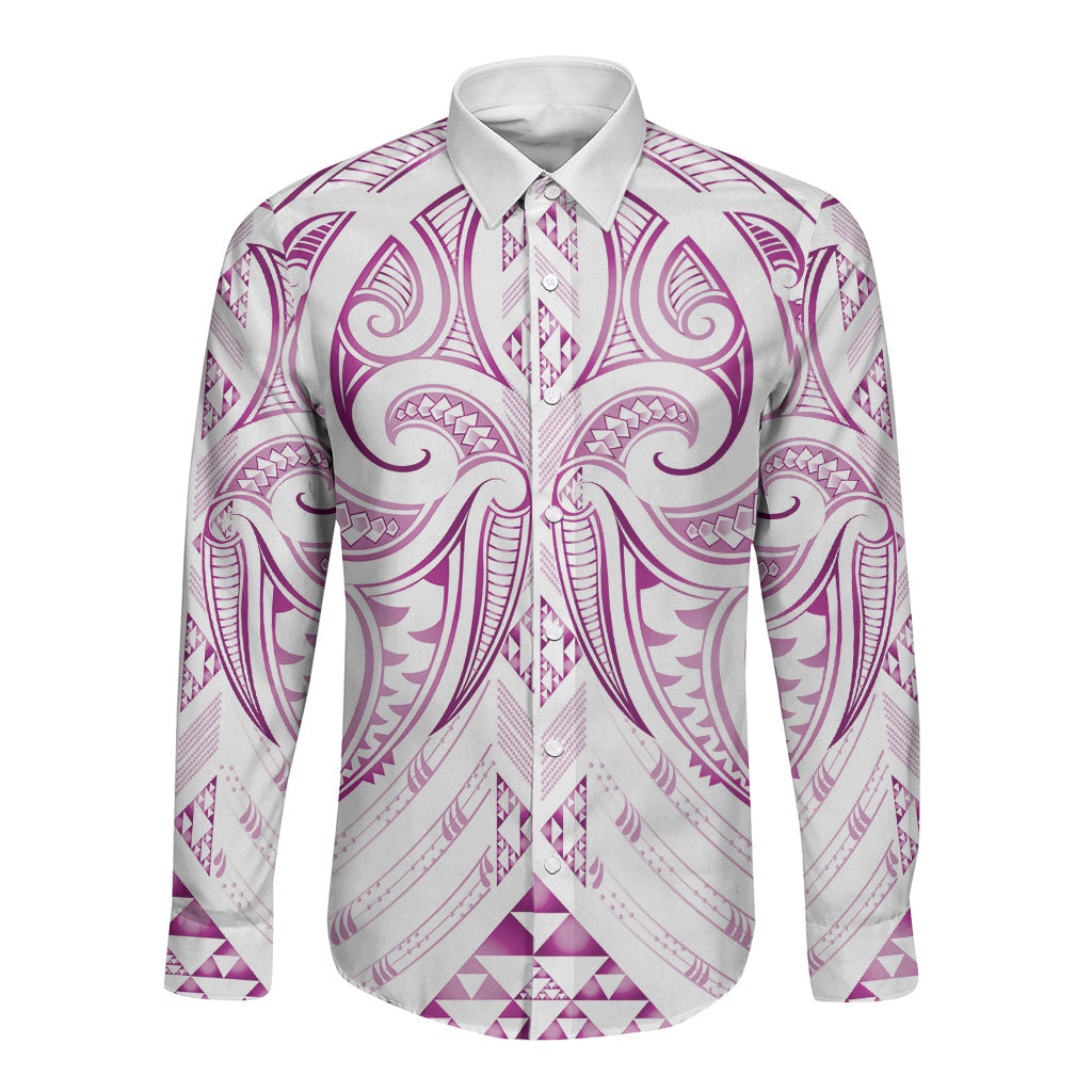 Maori Rugby Custom Ngaru Mangopare Long Sleeve Button Shirt Mawhero Niho Taniwha Motif