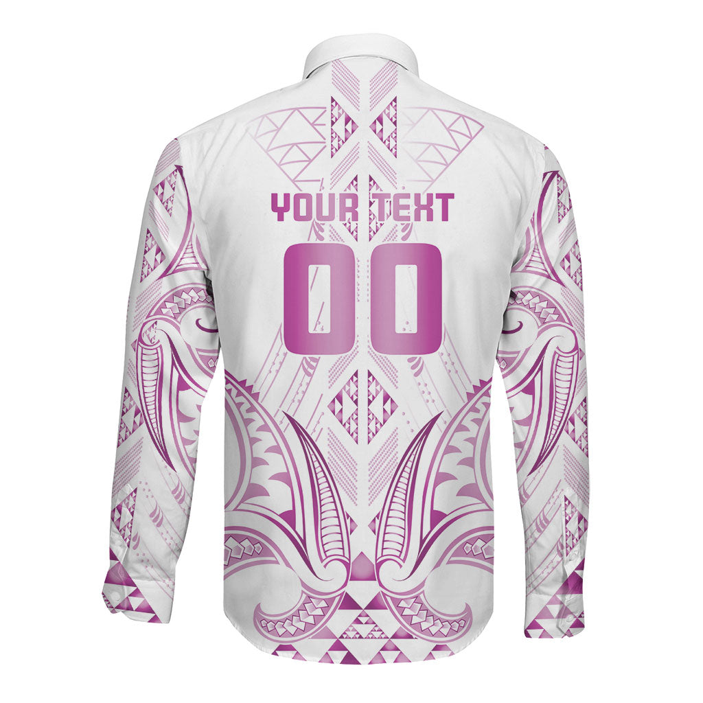 Maori Rugby Custom Ngaru Mangopare Long Sleeve Button Shirt Mawhero Niho Taniwha Motif