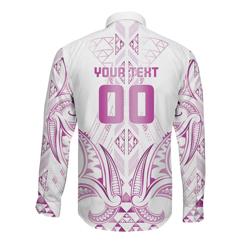 Maori Rugby Custom Ngaru Mangopare Long Sleeve Button Shirt Mawhero Niho Taniwha Motif