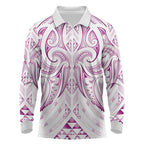 Maori Rugby Custom Ngaru Mangopare Long Sleeve Polo Shirt Mawhero Niho Taniwha Motif