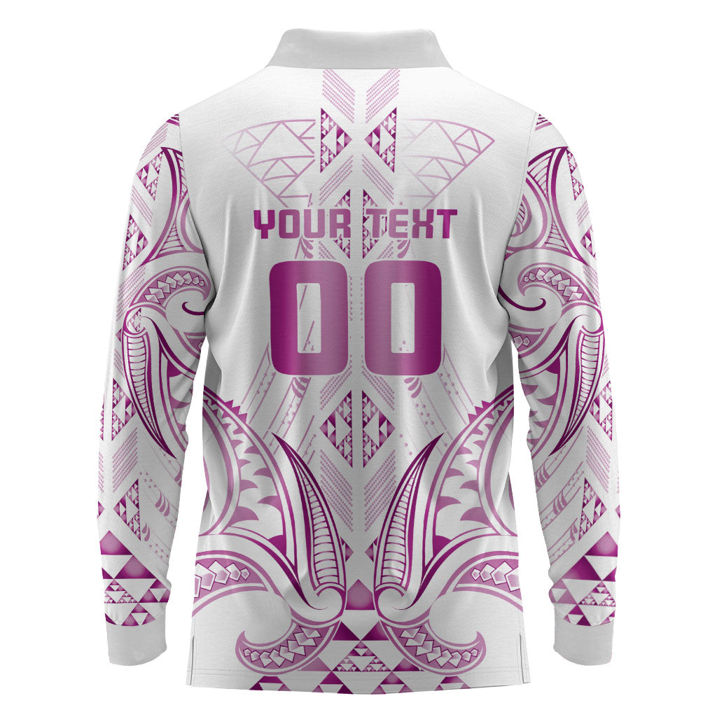 Maori Rugby Custom Ngaru Mangopare Long Sleeve Polo Shirt Mawhero Niho Taniwha Motif