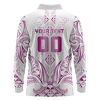 Maori Rugby Custom Ngaru Mangopare Long Sleeve Polo Shirt Mawhero Niho Taniwha Motif
