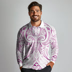 Maori Rugby Custom Ngaru Mangopare Long Sleeve Polo Shirt Mawhero Niho Taniwha Motif