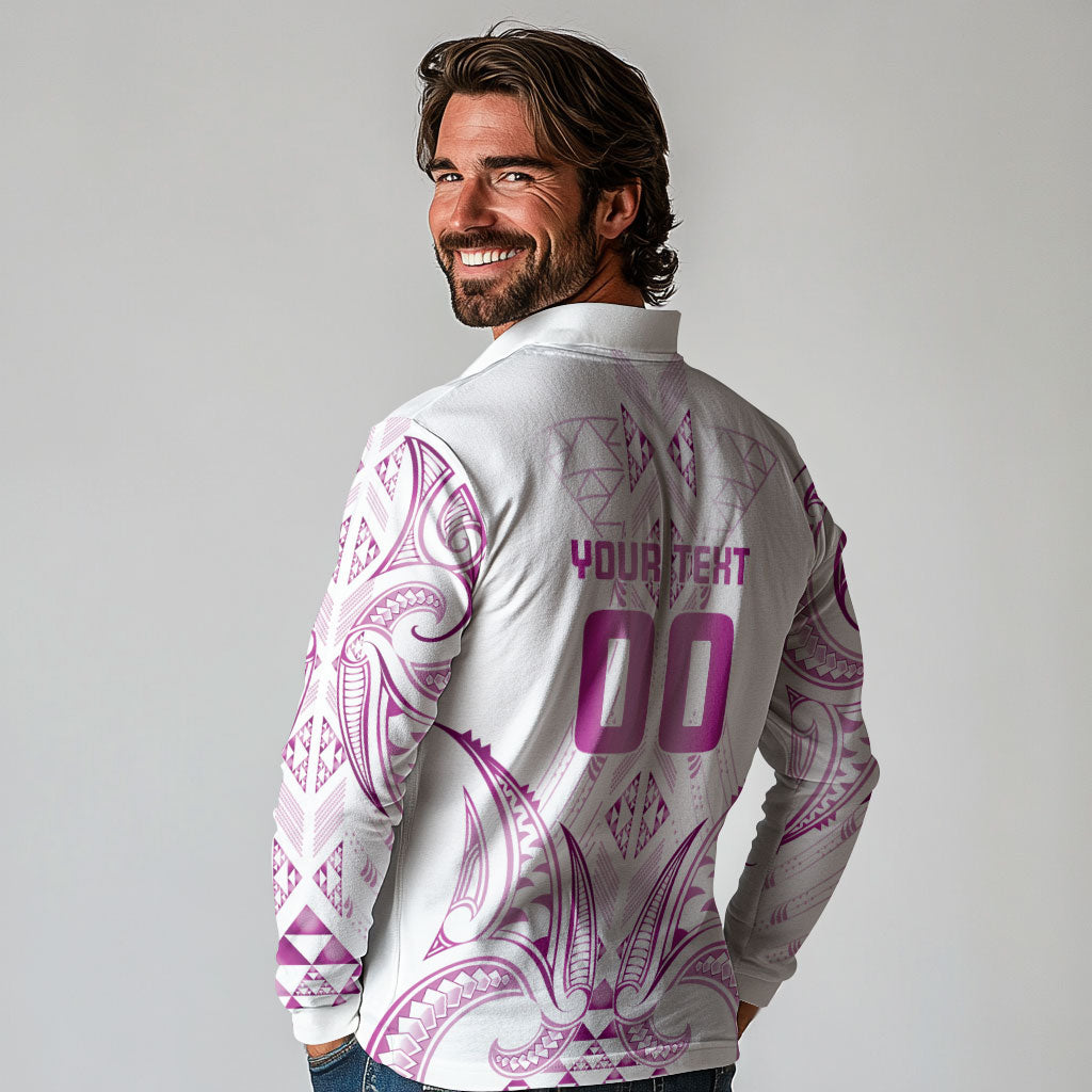 Maori Rugby Custom Ngaru Mangopare Long Sleeve Polo Shirt Mawhero Niho Taniwha Motif