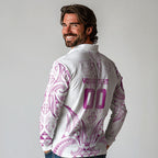 Maori Rugby Custom Ngaru Mangopare Long Sleeve Polo Shirt Mawhero Niho Taniwha Motif