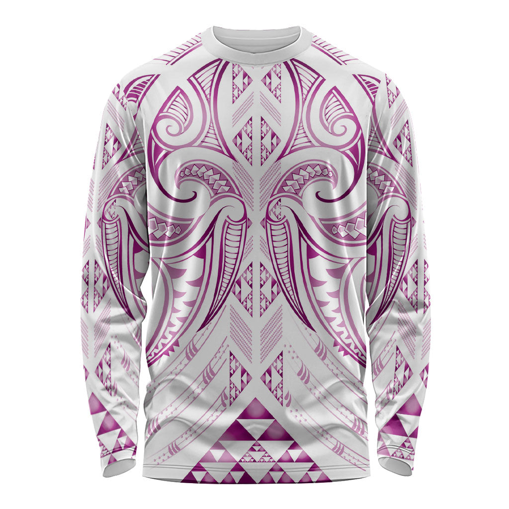 Maori Rugby Custom Ngaru Mangopare Long Sleeve Shirt Mawhero Niho Taniwha Motif