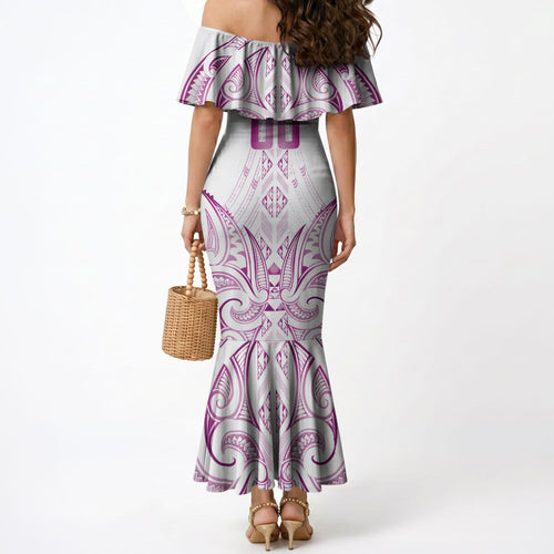 Maori Rugby Custom Ngaru Mangopare Mermaid Dress Mawhero Niho Taniwha Motif