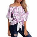 Maori Rugby Custom Ngaru Mangopare Off Shoulder Wrap Waist Top Mawhero Niho Taniwha Motif