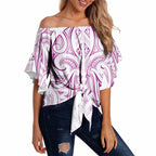 Maori Rugby Custom Ngaru Mangopare Off Shoulder Wrap Waist Top Mawhero Niho Taniwha Motif