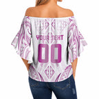 Maori Rugby Custom Ngaru Mangopare Off Shoulder Wrap Waist Top Mawhero Niho Taniwha Motif
