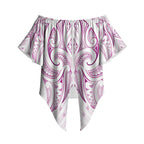 Maori Rugby Custom Ngaru Mangopare Off Shoulder Wrap Waist Top Mawhero Niho Taniwha Motif