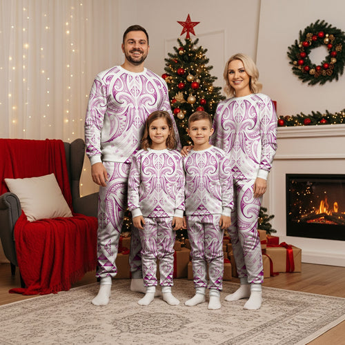 Maori Rugby Custom Ngaru Mangopare Christmas Pajama Set Mawhero Niho Taniwha Motif