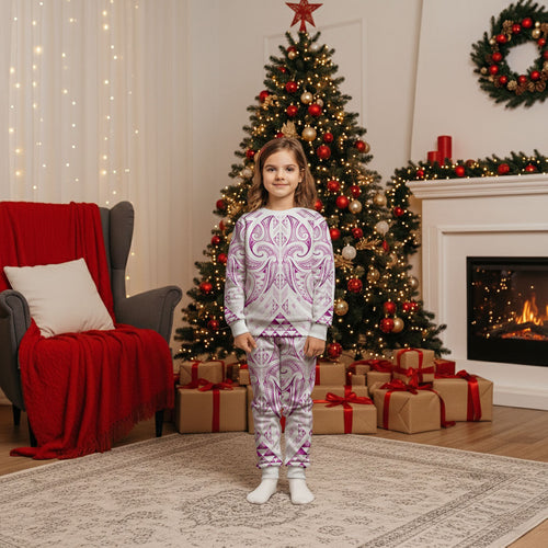 Maori Rugby Custom Ngaru Mangopare Christmas Pajama Set Mawhero Niho Taniwha Motif
