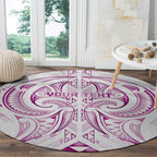 Maori Rugby Custom Ngaru Mangopare Round Carpet Mawhero Niho Taniwha Motif