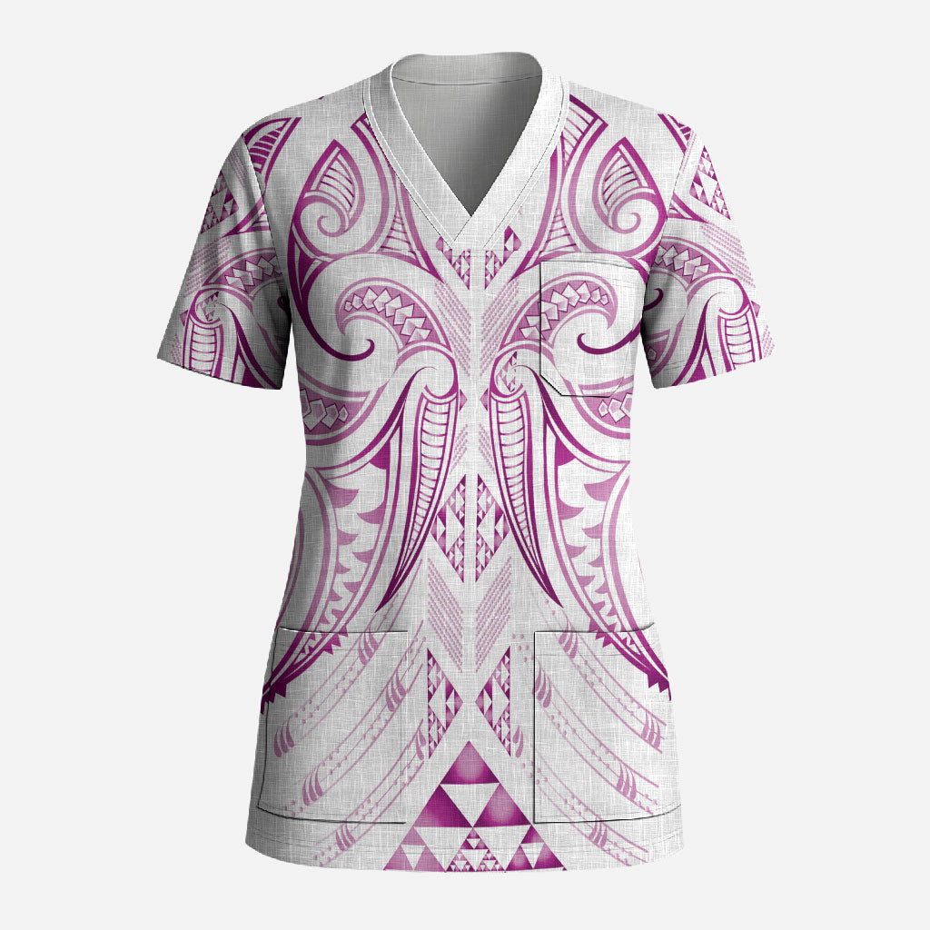 Maori Rugby Custom Ngaru Mangopare Scrub Top Mawhero Niho Taniwha Motif