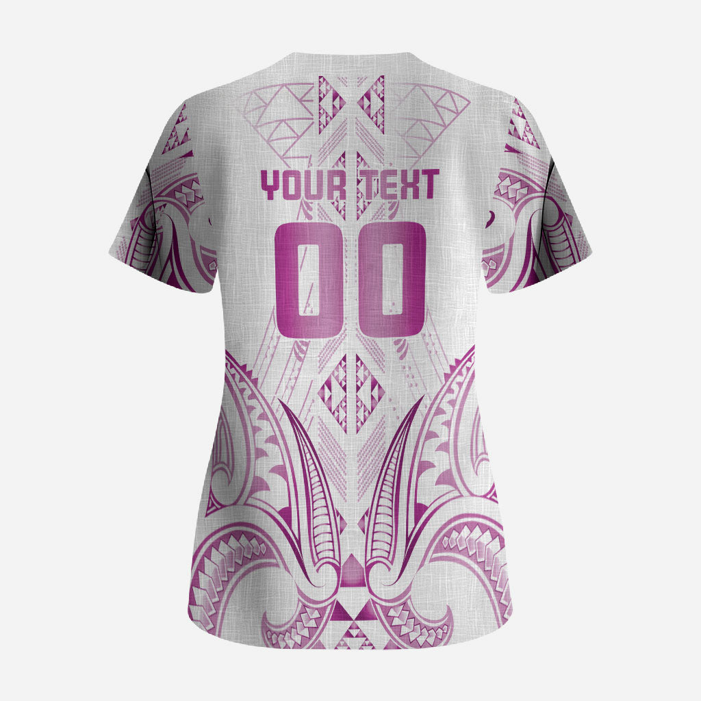 Maori Rugby Custom Ngaru Mangopare Scrub Top Mawhero Niho Taniwha Motif