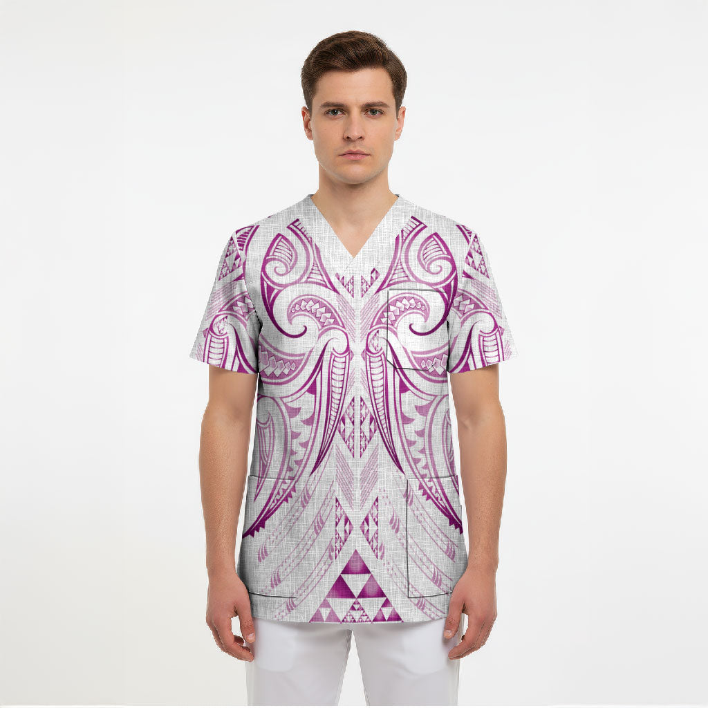 Maori Rugby Custom Ngaru Mangopare Scrub Top Mawhero Niho Taniwha Motif