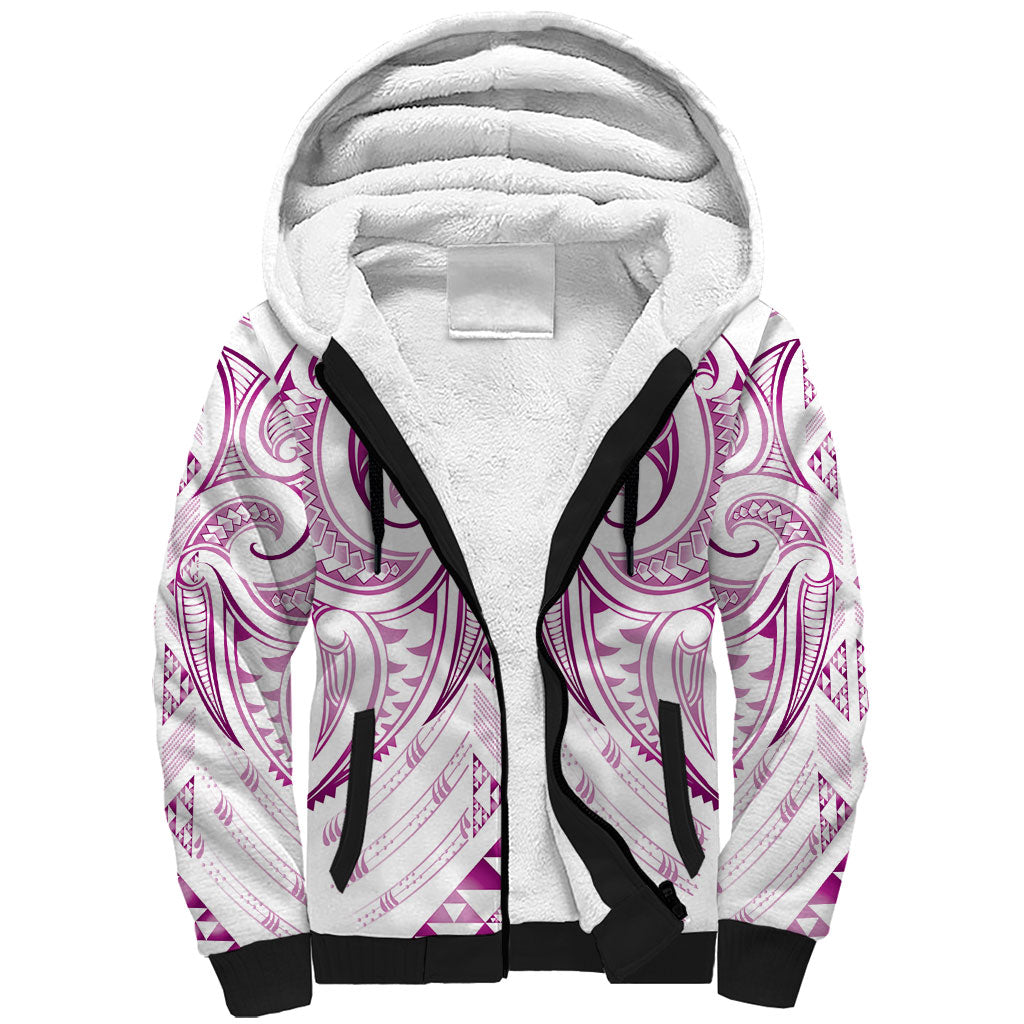 Maori Rugby Custom Ngaru Mangopare Sherpa Hoodie Mawhero Niho Taniwha Motif