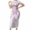 Maori Rugby Custom Ngaru Mangopare Short Sleeve Bodycon Dress Mawhero Niho Taniwha Motif