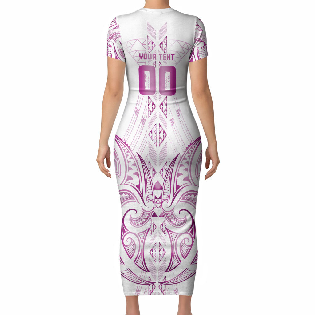 Maori Rugby Custom Ngaru Mangopare Short Sleeve Bodycon Dress Mawhero Niho Taniwha Motif
