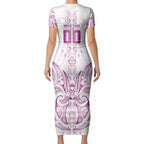 Maori Rugby Custom Ngaru Mangopare Short Sleeve Bodycon Dress Mawhero Niho Taniwha Motif